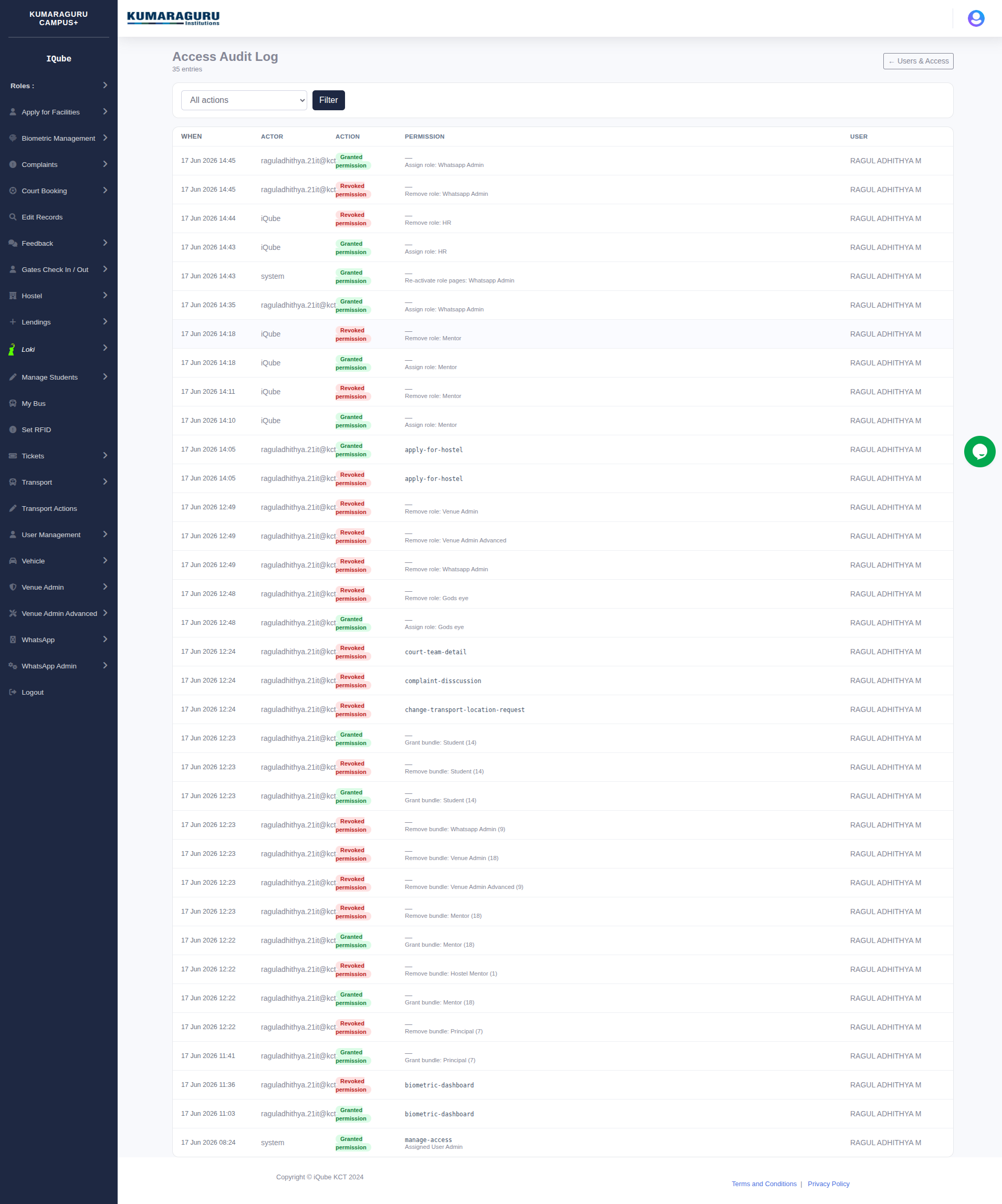 Audit log